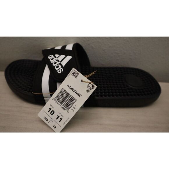 Adidas F35580 Unisex Men's Sz 10 Women's Sz 11 Black / White Adissage Slides - Picture 5 of 8
